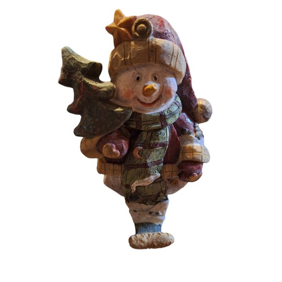 #1 Vintage “Wood Grain” Resin Santa and Snowman Stocking Hangers - Set of (2) - Picture 5 of 5